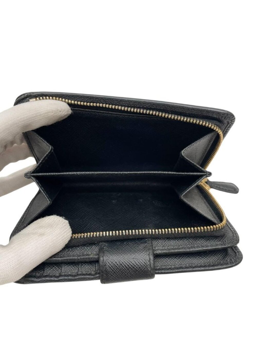 Prada Saffiano Leather Bifold Wallet Black Compact - Picture 6 of 10